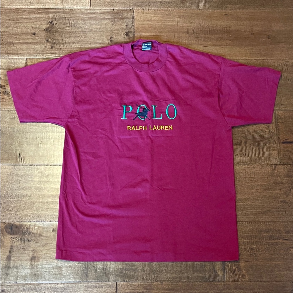 Vintage Polo Ralph Lauren Bootleg Magenta S/S Tee Shirt - Adult XLarge